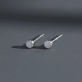 Minimalist S925 sterling silver stud earrings with white inlay and crown setting - Beaded Dot Silver