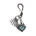 Punk Gothic Schlüsselanhänger mit Totenkopf-Anhängern und blauem Augapfel in Silberoptik - Antiksilber
