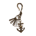 Portachiavi punk vintage in bronzo con ciondolo ancora teschio e moschettone multiplo - Bronzo