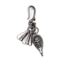 Vintage silver skull keychain pendant with multiple clips for men's bag and pants - Antique Silver