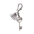 Llavero punk retro plateado envejecido con hebilla de águila y colgantes de amor - Plata Antigua