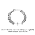 Silver multi-layer chain bracelet featuring a star cross pendant and polished metal plate - S013-C (Star Bracelet 21cm) Titanium Steel Version