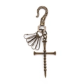Portachiavi punk in bronzo vintage con pendente a croce gotica con teschi impilati - Bronzo
