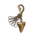 Portachiavi con ciondolo dente di squalo in bronzo vintage con gancio per pantaloni punk - Bronzo