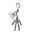 Porte-clés punk vintage en métal avec crâne articulé et finition industrielle vieillie - Argent Antique