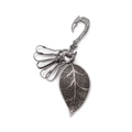 Vintage silver leaf keychain featuring an intricate punk-style hook and engraved charms - Antique Silver