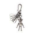 Portachiavi robot vintage argento con giunti mobili e ganci a molla in stile punk - Argento Antico