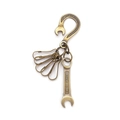 Vintage bronze wrench keychain with pin rings for American hip-hop style pants - Bronze