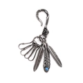 Porte-clés plume vintage en argent avec perle turquoise bleue et détail crâne - Style Plume Turquoise (K512-B) / K512-B