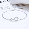 Elegantes 925 Sterling Silber Armband mit funkelndem Pavé-Kreis und glänzendem Zirkonstein - 925er Silber / Weißgold