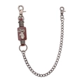 Catena per jeans stile punk con patch cervo in pelle marrone e chiusure a moschettone - Pelle Marrone