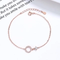 Roségoldenes Armband aus S925 Sterlingsilber mit Zirkonia-Ring und rundem Anhänger - 925er Silber / Roségold