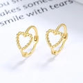 Exquise 925 sterling zilveren holle hartvormige oorbellen met elegante gouden kralen - 925 zilver / Goud/Paar