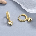Elegant 925 sterling silver heart hoop earrings in gold finish for women - Gold/Pair