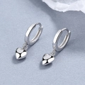 Minimalist 925 sterling silver heart huggie hoop earrings with polished finish - White Gold/Pair