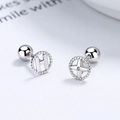 Set de pendientes de plata 925 con letra H y motivos de estrella con cierre de rosca - Oro Blanco / 1 Par