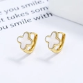 Pendientes de trébol de cuatro hojas con nácar blanco en plata 925 bañada en oro - Plata 925 / Dorado