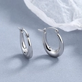 Orecchini a cerchio a U in argento sterling 925 con finitura lucida minimalista - Argento 925 / Oro Bianco