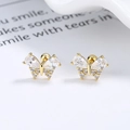 Funkelnde S925 Silber Goldene Schmetterling Ohrstecker mit Kristall Strass für Damen - 925er Silber / Gold (3mm Schraubverschluss)