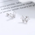 Funkelnde Schmetterlings-Ohrstecker aus S925 Sterlingsilber mit klaren Zirkonia - 925er Silber / Weißgold (3mm Schraubkugel)