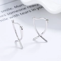 Orecchini a croce geometrici in argento sterling S925 con finitura metallica lucida - Argento 925 / Oro Bianco/Paio