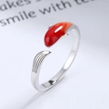 Anello koi in argento 925 con smalto rosso e fascia regolabile per donna elegante - Aperto Regolabile / Argento e Rosso