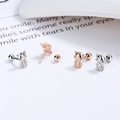 S925 sterling silver zodiac cat ear studs in silver and rose gold with screw ball backings - White Gold / Tiger