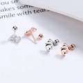Cute S925 sterling silver rabbit ear studs in silver and rose gold with screw ball backs - White Gold / Rabbit
