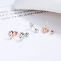 Cartoon cat S925 silver stud earrings with screw ball back in rose gold and silver - White Gold / Mouse