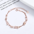 Roségoldenes doppellagiges S925 Sterlingsilber Perlenarmband mit Herzanhänger und Karabiner - 925er Silber / Roségold