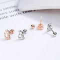 S925 silver dragon stud earring in rose gold and silver finish with screw-back design - Dragon