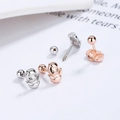 S925 sterling silver screw back stud earrings in rose gold chick and penguin shapes - Rooster