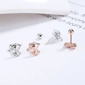 S925 sterling silver monkey stud earrings in silver and rose gold with screw backs - Monkey