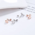 S925 sterling silver zodiac horse screw-back stud earrings in silver and rose gold finish - Horse