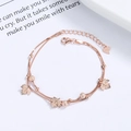 Bracciale a doppio strato in argento 925 oro rosa con ciondoli a foglia d'acero - Argento 925 / Oro rosa