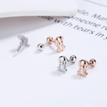 S925 silver dog stud earrings with screw back in silver and rose gold finishes - Dog