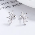 Orecchini in argento 925 con zirconi a taglio marquise con design a ventaglio elegante - Argento 925 / Oro Bianco