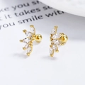 Orecchini a perno in argento 925 dorato con zirconi trasparenti a forma di foglia - Argento 925 / Oro