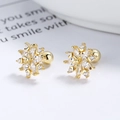 Sparkling silver snowflake screw-back earrings with marquise stones for women - 925 Silver / Gold