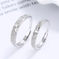 925 silver adjustable deer antler couple rings with frosted finish and polished details - Adjustable Open / Female Style