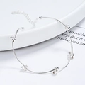 925 Sterling Silber Perlenarmband mit verstellbarer Kette auf weißem Keramikteller - 925er Silber / Silber