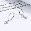 925 Sterling Silver North Star hoop earrings with sparkling cubic zirconia charms - 925 Silver / White Gold