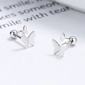 Orecchini a farfalla in argento sterling 925 con chiusura a vite e design 3D a strati - Oro Bianco