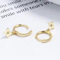 Minimalist S925 sterling silver gold hoop earrings with star pendant and zircon - 925 Silver / Gold