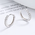 925 sterling silver hoop earrings with shimmering pave-set cubic zirconia stones - 925 Silver / Silver