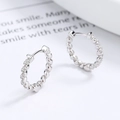 Pendientes de aro de plata de ley 925 con diseño trenzado y circonitas cúbicas - Plata 925 / Oro Blanco