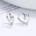 Minimalist 925 sterling silver heart hoop earrings with a sleek cutout design for women - White Gold