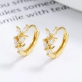 Elegant 925 sterling silver gold leaf drop earrings with white cubic zirconia marquise stones - 925 Silver / Gold