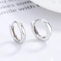 Orecchini a cerchio minimalisti in argento sterling 925 con taglio geometrico lucido - Oro Bianco