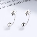 S925 sterling silver star stud earrings with sparkling cubic zirconia in silver finish - Platinum Color (C-shaped)